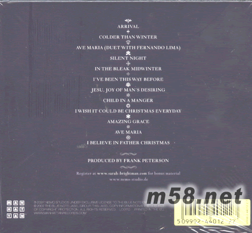 冬之歌 A Winter Symphony(歐版)專輯背面圖片