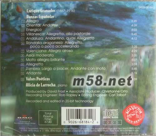 Granados:Spanish Dances Works For Piano西班牙舞曲輯(RED SEAL系列)專輯背面圖片
