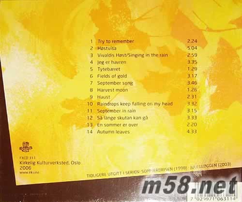 秋日私語 Hostslov專輯背面圖片