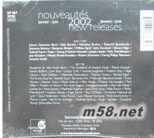 NOUVEAUTES HARMONIA MUNDI JANVIER-JUIN 2002專輯背面圖片