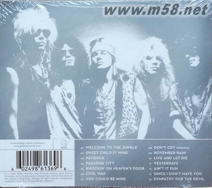 GUNS N ROSES GREATEST HITS CD專輯背面圖片