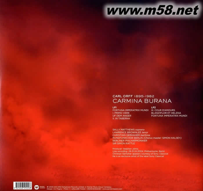 沃爾夫 布蘭詩歌CARMINA BRUANA 180g 33RPM LP 黑膠專輯背面圖片