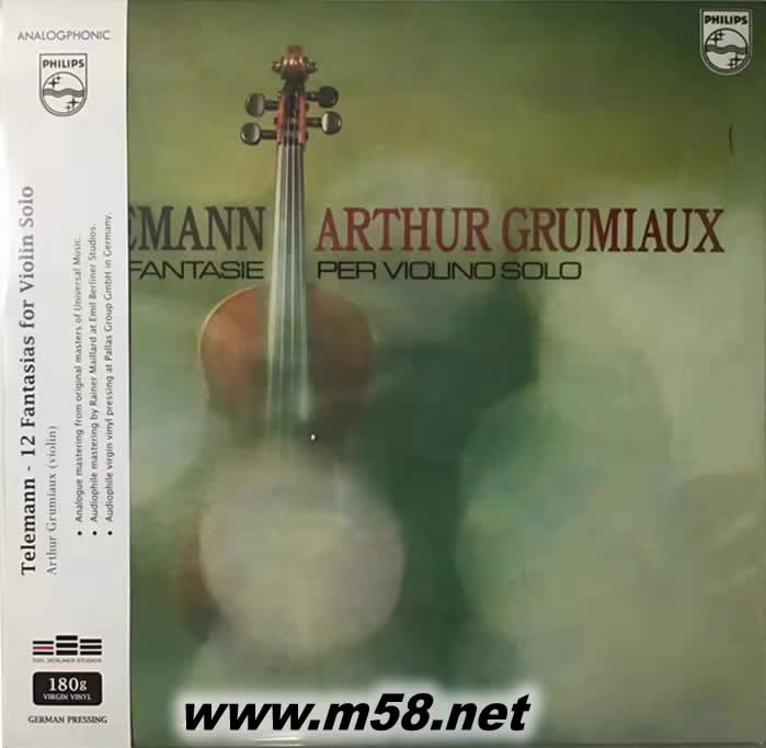 泰雷曼:12首無伴奏小提琴幻想曲Telemann : 12 Fantasias For Violin Solo 黑膠專輯正面圖片