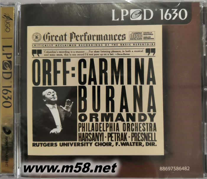 沃爾夫:布蘭詩歌 CARMINA ORFF CARL LPCD1630 報(bào)紙版專輯正面圖片