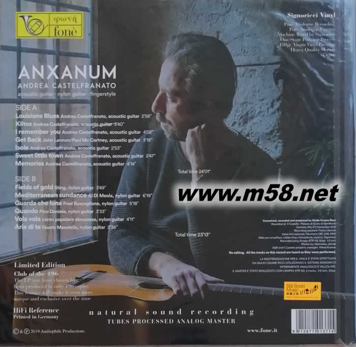 安桑努文Anxanum - 吉他曲 黑膠專輯背面圖片