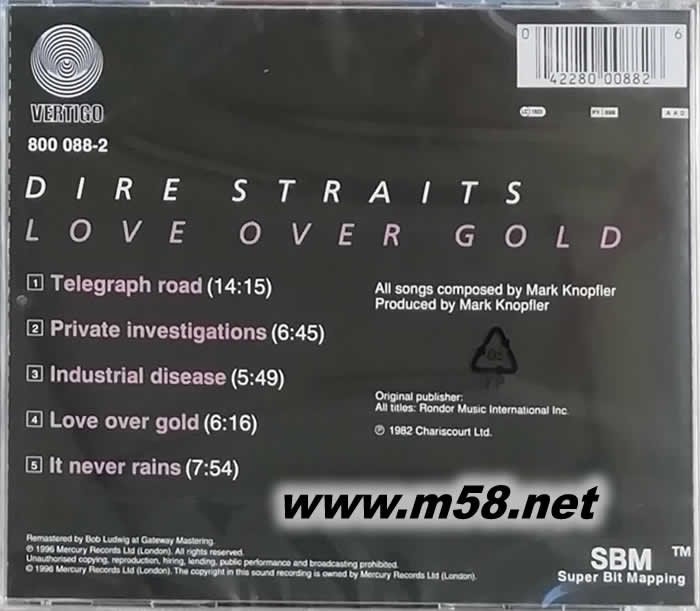 LOVE OVER GOLD 情比金堅專輯背面圖片